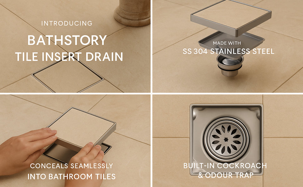 Faux Lagoon Swirl Square Tile Insert Floor Drain 5