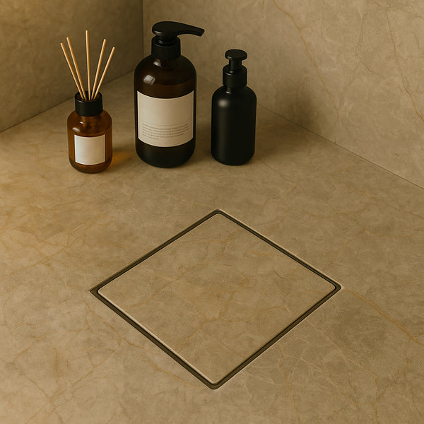 Faux Lagoon Swirl Square Tile Insert Floor Drain 5"x5" with cockroach trap