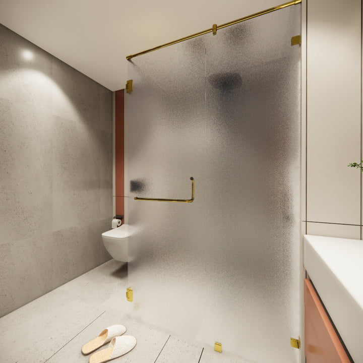 L-type Gold Frosted Shower Enclosure