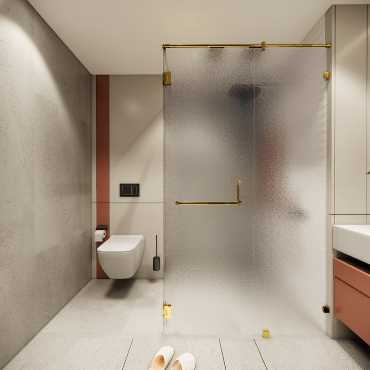 L-type Gold Frosted Shower Enclosure